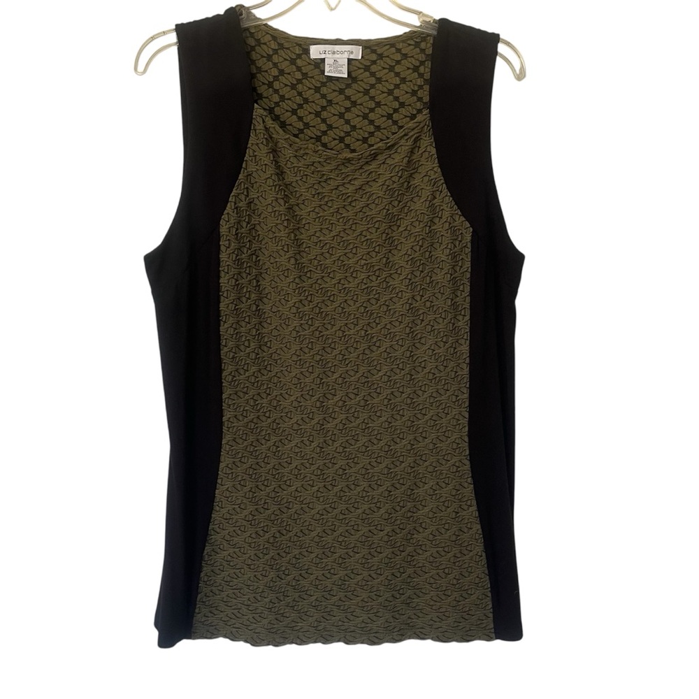 Liz Claiborne Olive and Black Sleeveless Textured Top Size XL